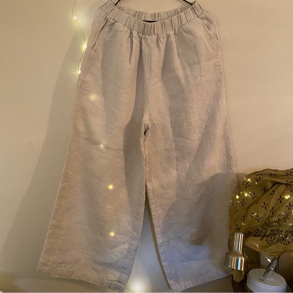 OZMA silk linen pants in natural